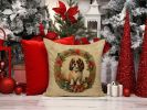 English Toy Spaniel Christmas Flowers Throw Pillow Machine Washable, Indoor Outdoor Decorative Pillow for Couch, Bed or Patio, 14Hx14W