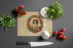 NEW English Toy Spaniel Christmas Flowers Glass Cutting Board Decorative Tempered Glass Kitchen Cutting and Serving Board Large Size Chopping Board