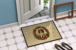 English Toy Spaniel Christmas Flowers Doormat Front Door Mat Indoor Outdoor Rugs for Entryway, Non Slip Washable Low Pile, 24H X 36W